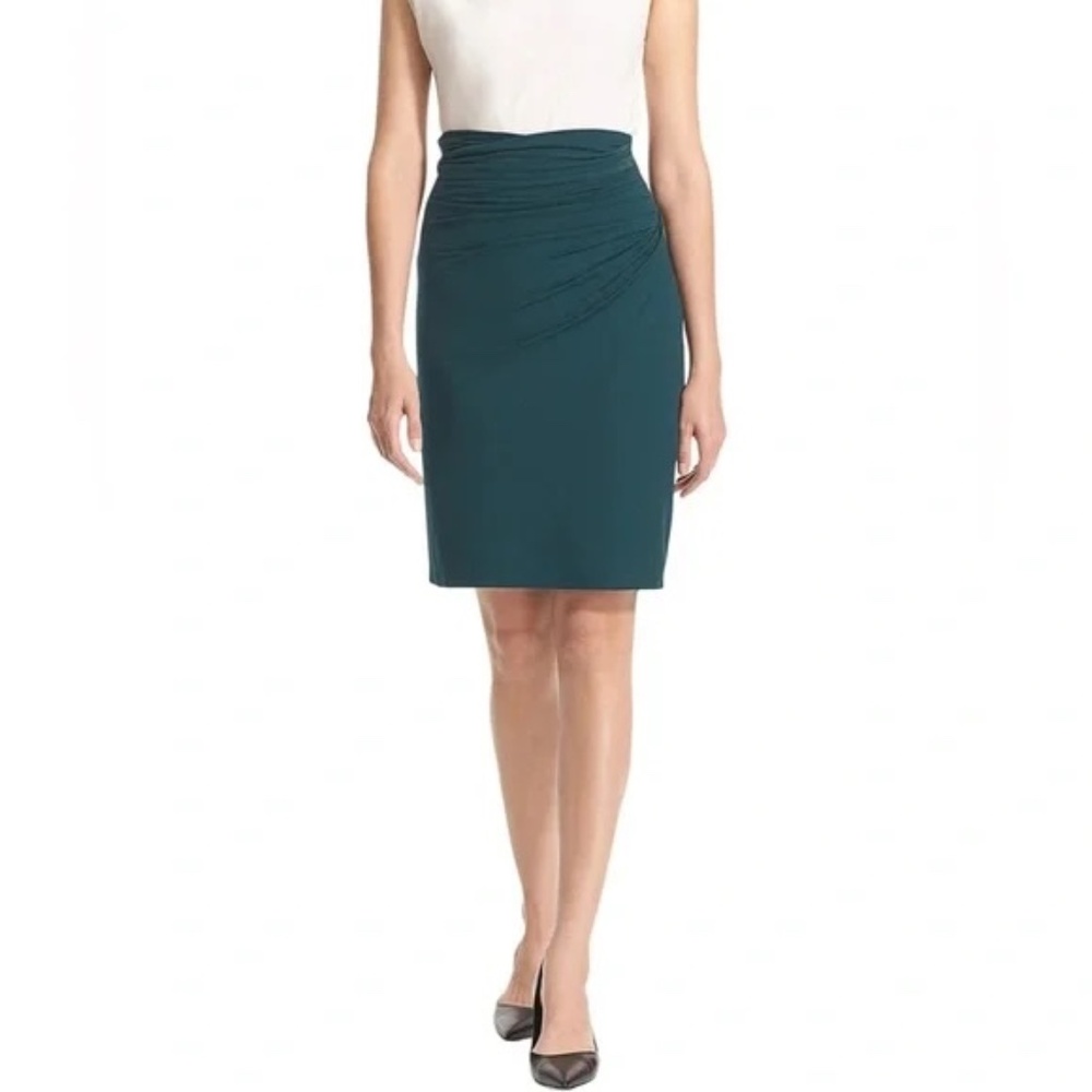NWT MM. Lafleur Soho in Midnight Green Ruched Stretch Jersey Pull-on Skirt XS -